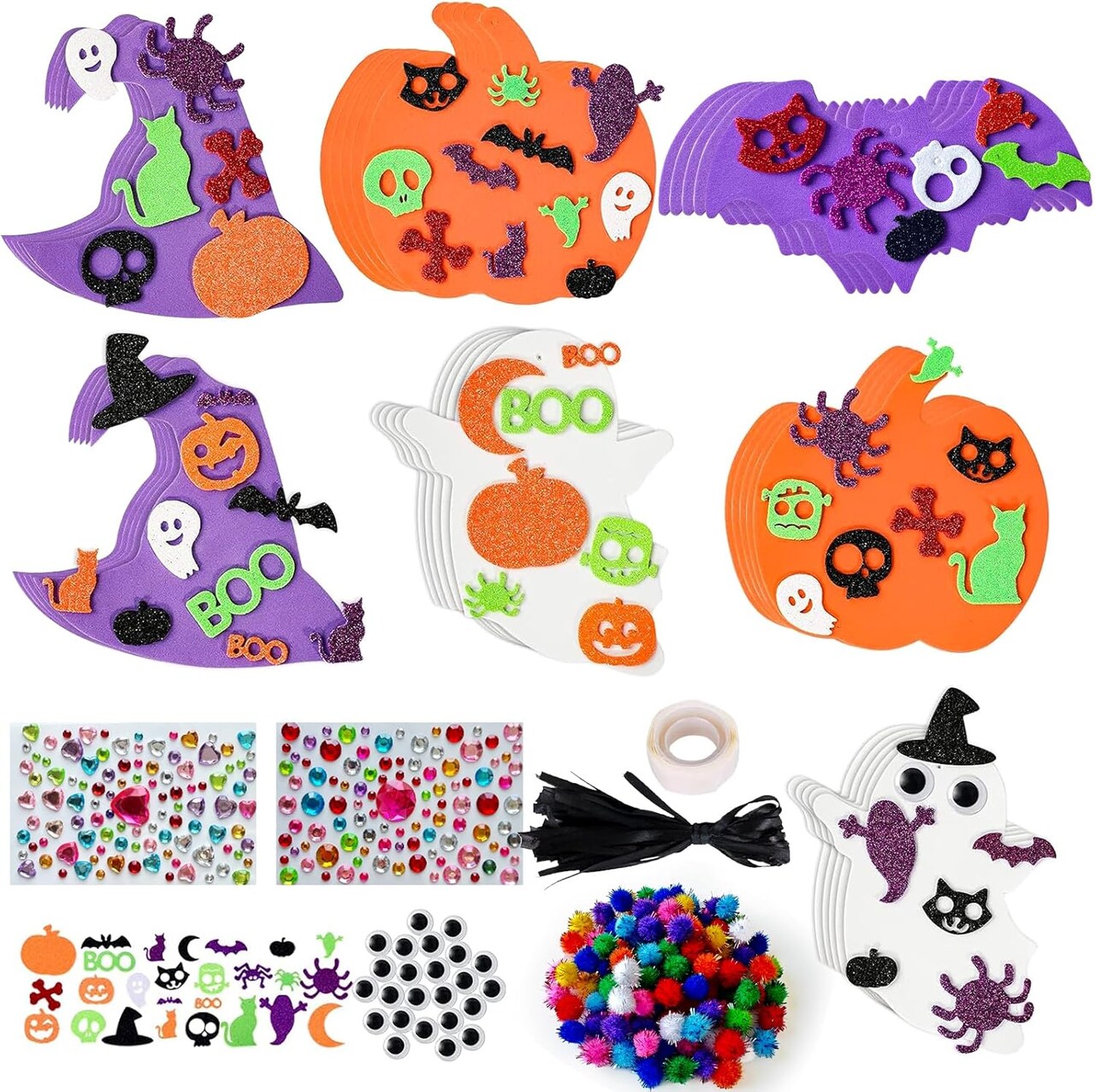 399 Pcs Halloween Foam Craft Kit,36 Sets Halloween Foam Stickers Set,